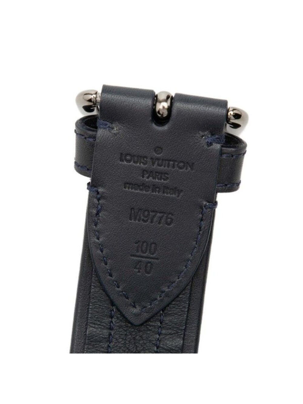 Louis Vuitton 100 40 Navy Gray Leather Suede 1- Belt - Picture 6 of 7